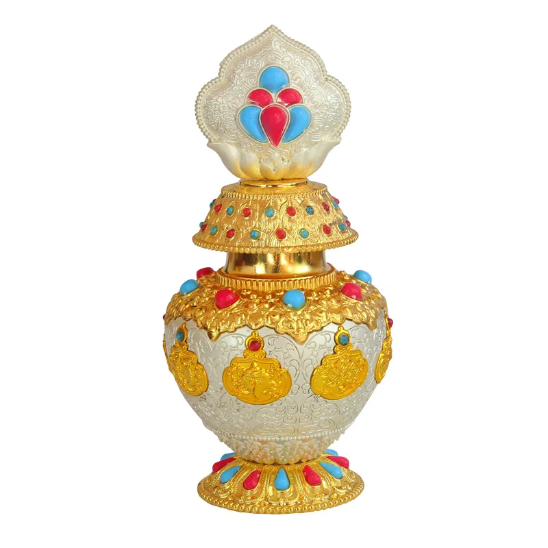 

Buddhist Eight Auspicious Lotus Moni Wealth God Guanyin Treasure Talisman Bottle for Temple Decorations