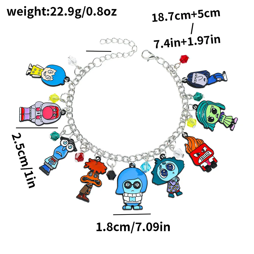 Inside Out Charm Bracelet Joy Sadness Disgust Angry Bangle Bracelets for Women Men Party Jewelry Gift