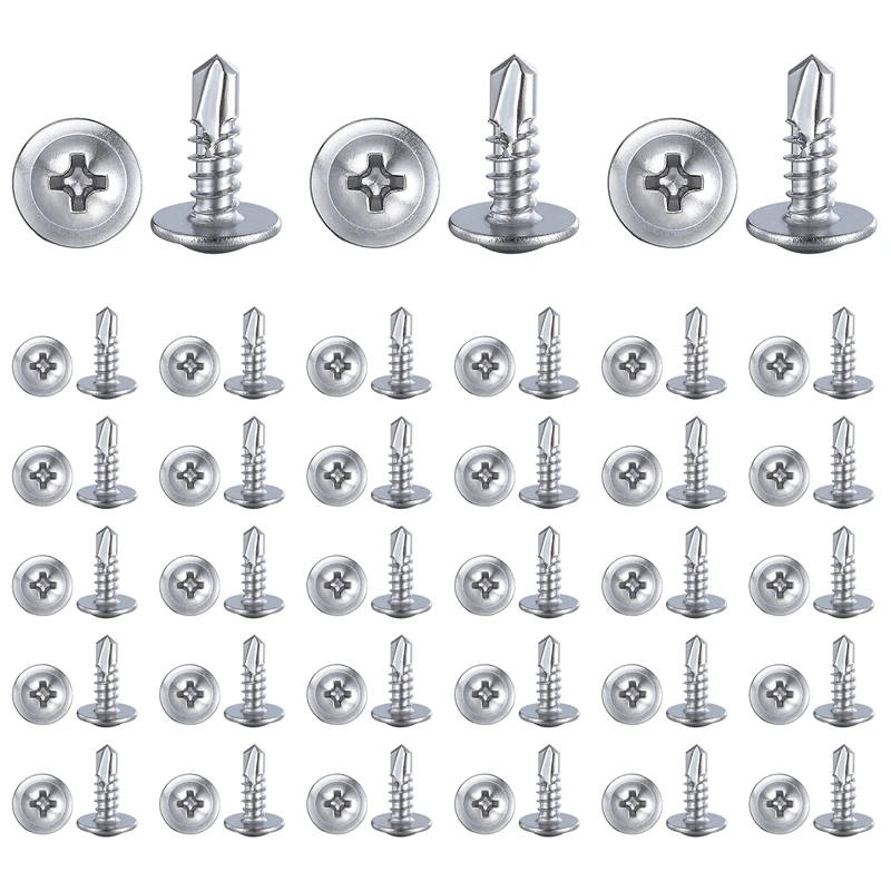 300Piece For Sheet Metal Self-Tapping Screws Truss Head High-Strength Quick Tapping Screws Silver Self Drilling Screws 8X1/2Inch