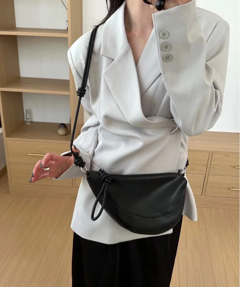 High End Casual Versatile One Shoulder Soft Leather Crescent Underarm Bag crossbody bags for Women Handbags Женская сумка Bolsos