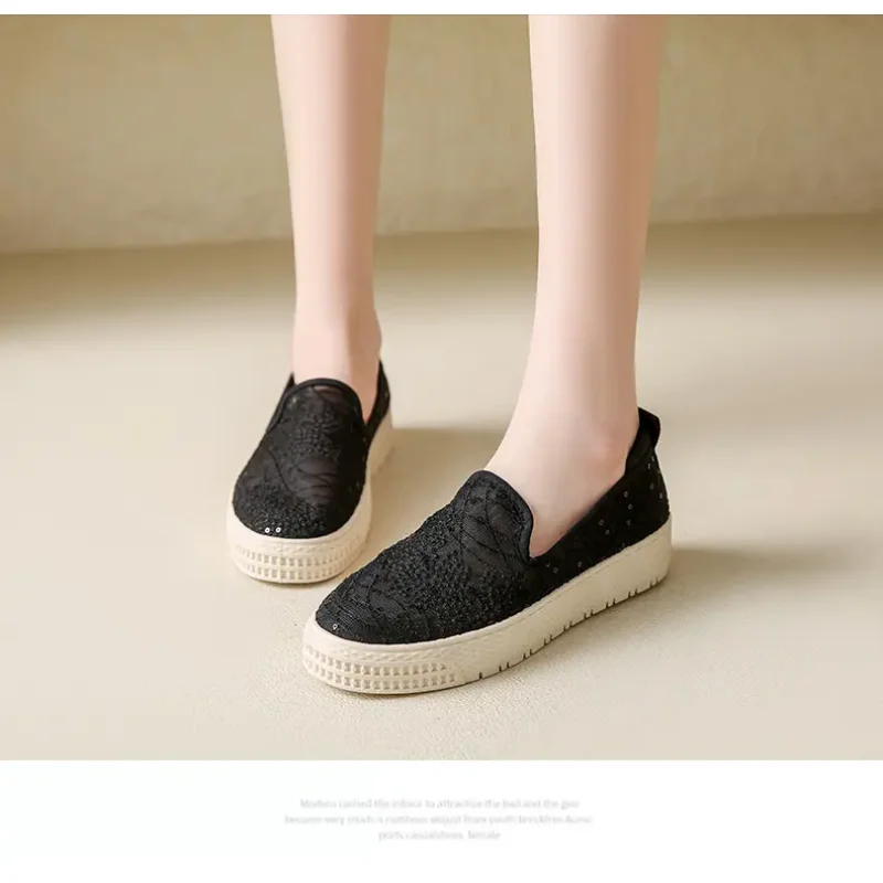 Fisherman shoes Lace mesh loafers Slip-on loafers breathable   sneakers women