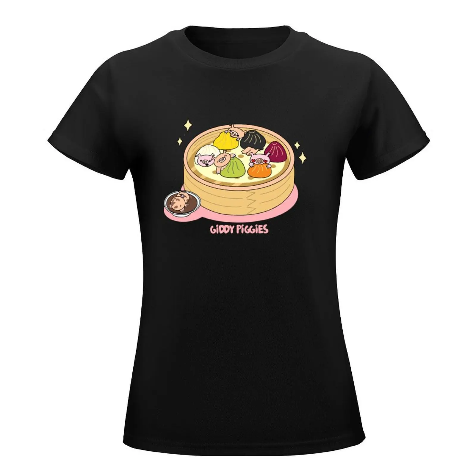 Giddy Piggies Rainbow Dumpling T-Shirt animal prinfor blanks cute clothes Women's tops