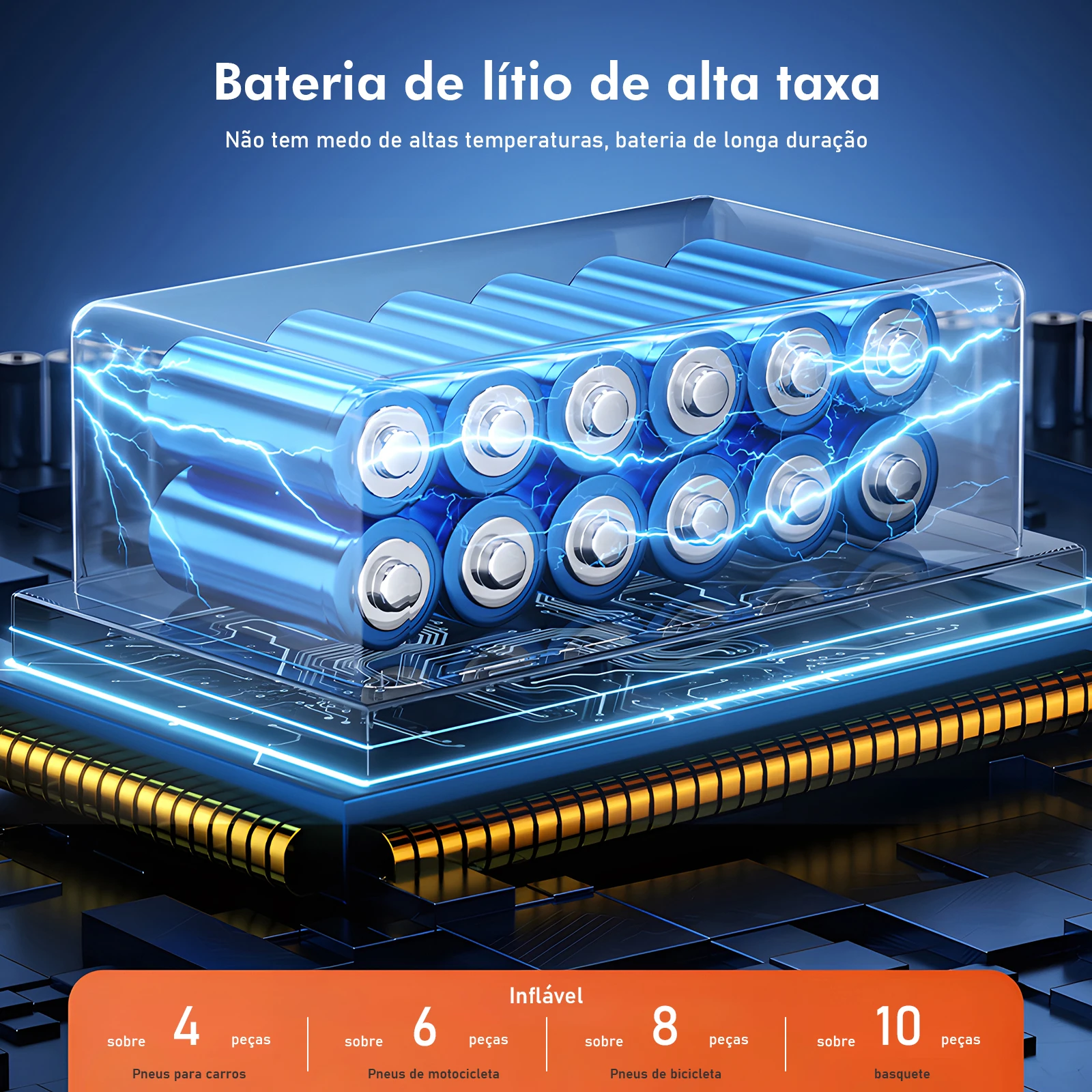 Draagbare Luchtcompressor, Draagbare Mini-Luchtcompressor, Autoband Vulpomp, Draagbare Luchtpomp, Led-Verlichting