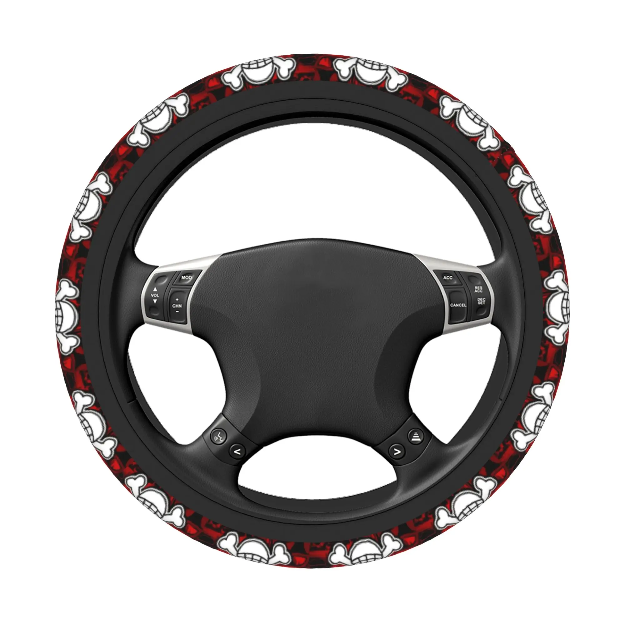 One Piece Luffy Skull Car Steering Wheel Cover 37-38 Anti-slip Steering Wheel Protective Cover Suitable Car-styling Accessories