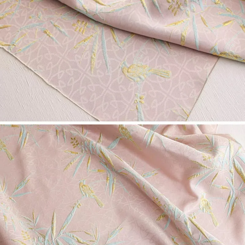 Golden Bamboo Leaf Pattern ผ้า Fit เสื้อผ้ากระโปรงผ้าปูโต๊ะผ้าปูที่นอนผ้าม่าน DIY ผ้า