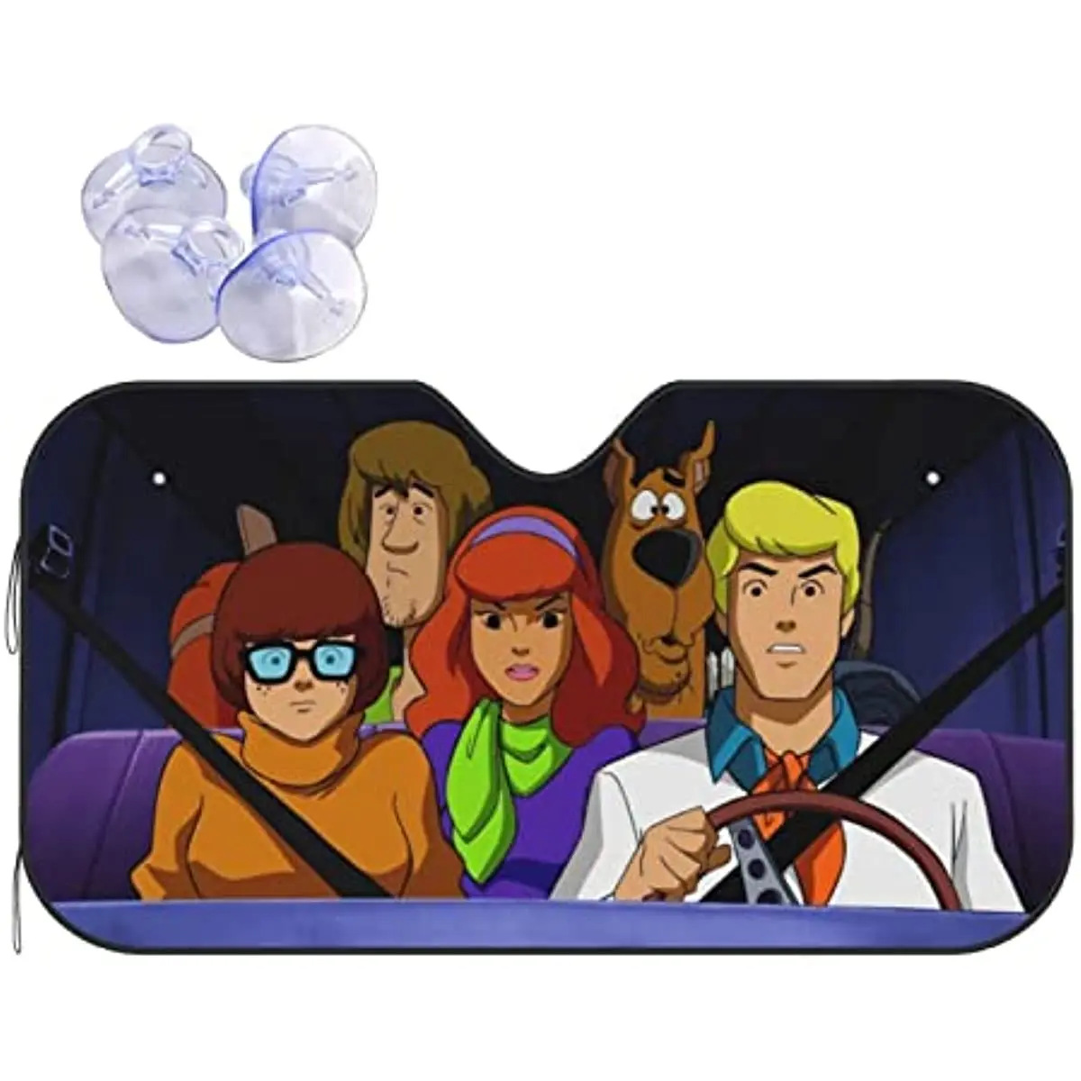 

Mioage Funny Cartoon Car Sunshade Front Windshield Sun Shade Hardened Sun Visor Shield Cover Foldable Reflector for Car Truck SU