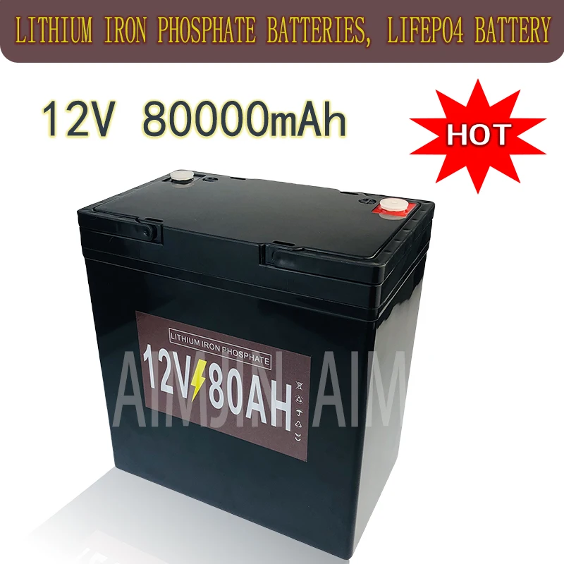 12V 80Ah LiFePO4 Battery 12.8V 3000 Cycles For RV Campers Golf Cart Off-Road Off-grid Solar Wind