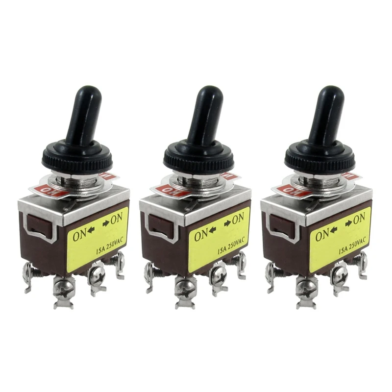 

3X AC 250V 15A On/On 2 Position DPDT Toggle Switch With Waterproof Boot