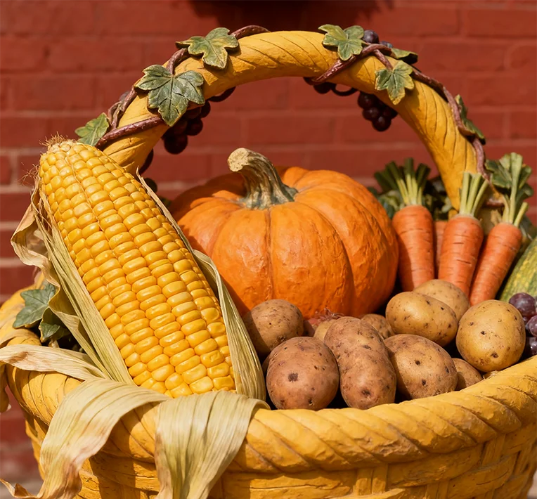 Ornamentos de Natal Presentes de fibra de vidro Mobiliário doméstico Grande cesta de frutas de resina