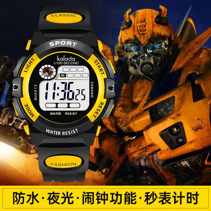 Светящиеся детские часы, водонепроницаемые и противоударные электронные часы-будильник для мальчиков и девочек