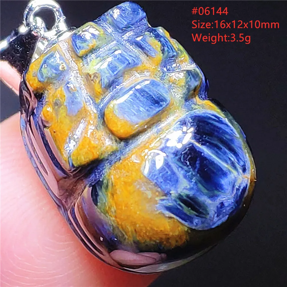 

Natural Blue Pietersite Chatoyant Pendant Women Men PI Xiu Carved Namibia Cat Eye Rectangle Yellow Pietersite Jewelry AAAAAA
