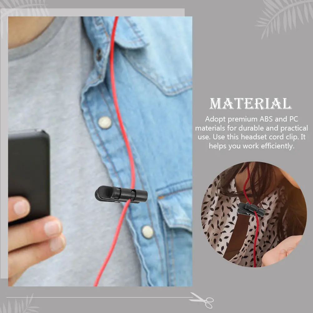 

3Pcs Earphone Cable Clips Premium ABS Pc Practical Headset Holder for Indoor Outdoor Activities Wear Resistant