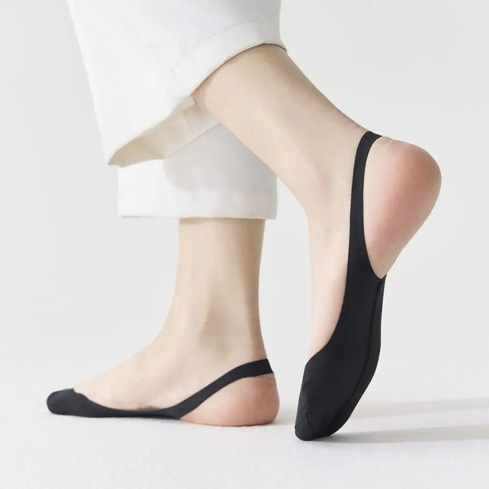 

4Pairs Fashion Ultra-thin Ice Silk Socks Anti-slip Invisible Half Feet Socks Shallow Mouth Hosiery Half Palm Boat Socks Summer