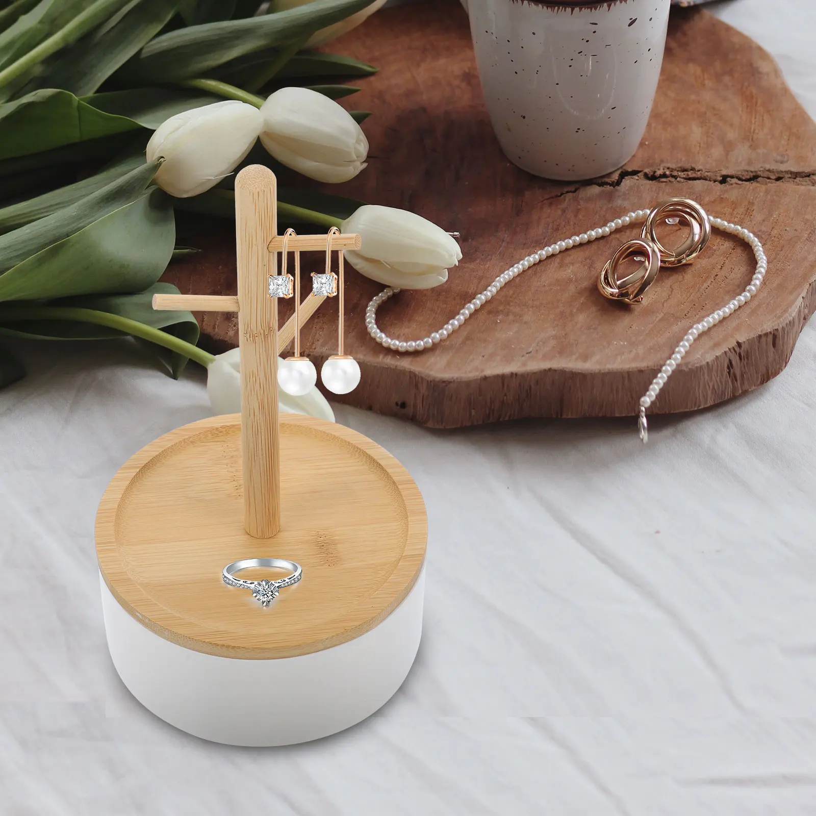 

Creative Jewelry St Necklace Earrings Holder Round Base Tree Shape Bedroom Storage Box ganizer Rack Display Small Items