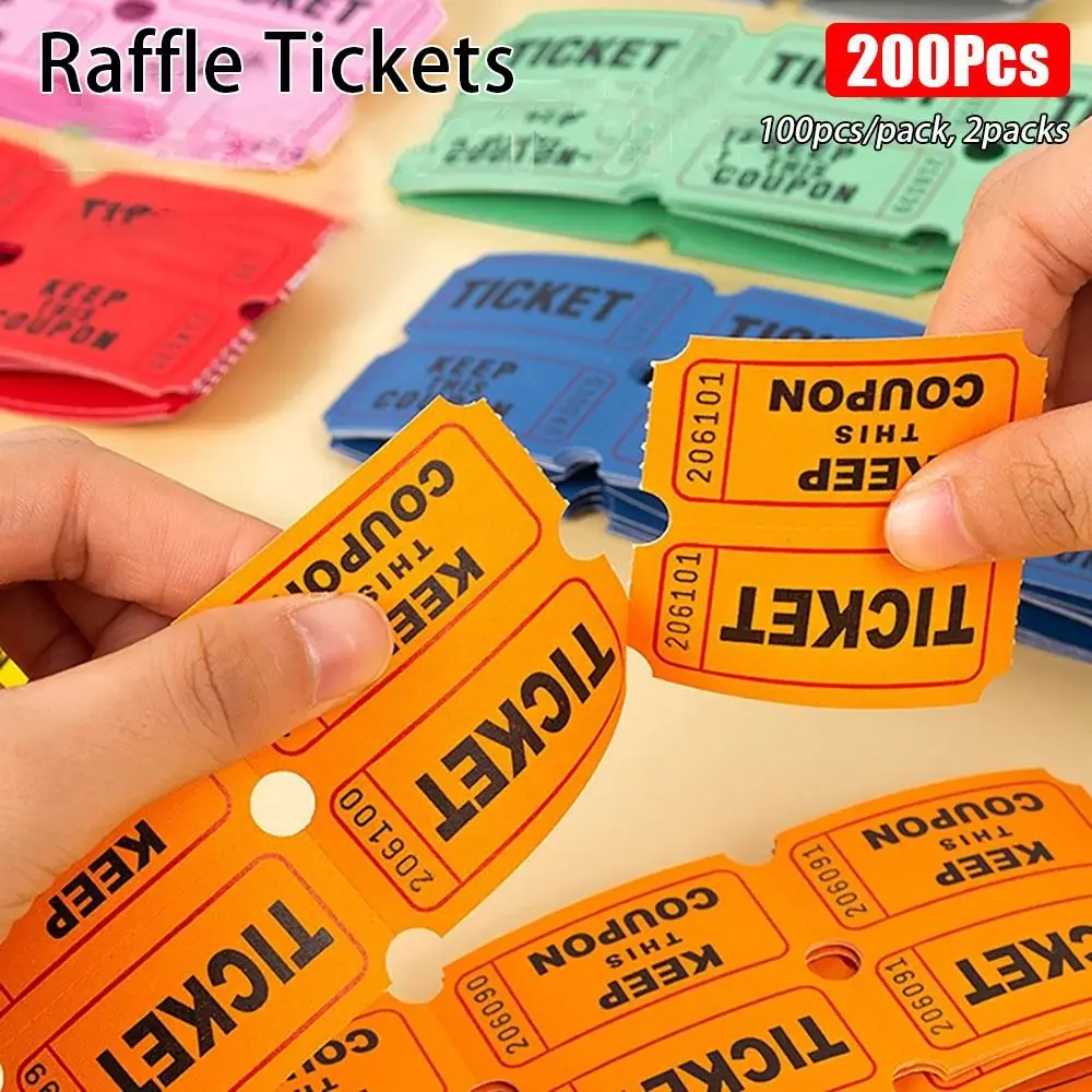 

200Pcs For Classroom Raffle Tickets Single Paper Labels Drink Events Celebration Event Tickets Colorful Bulk Lottery