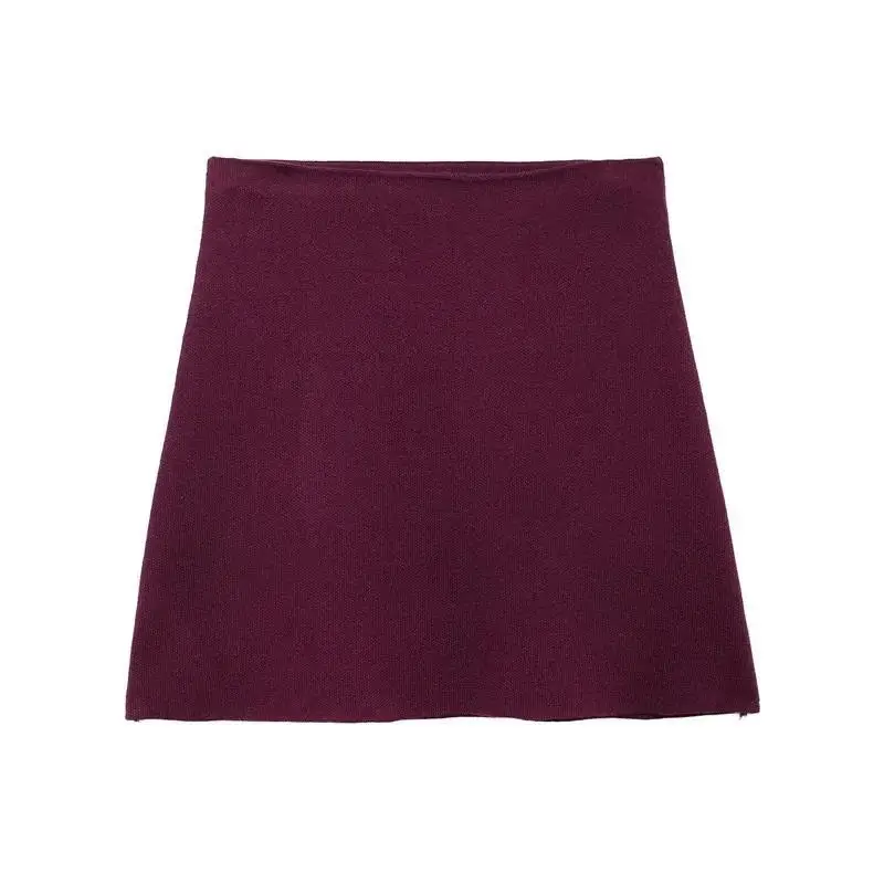 Burgundy Skirts Woman Short Autumn Solid Skinny Female A-line Short Skirt Elegant Office Lady Casual