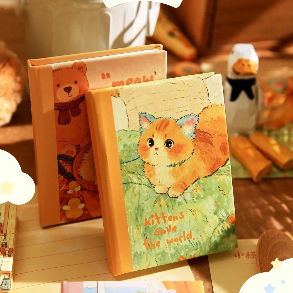 Cat Diary Series A7 Notebook, Cute Cat Theme Handbook, Student Message Notebook Pocket Book