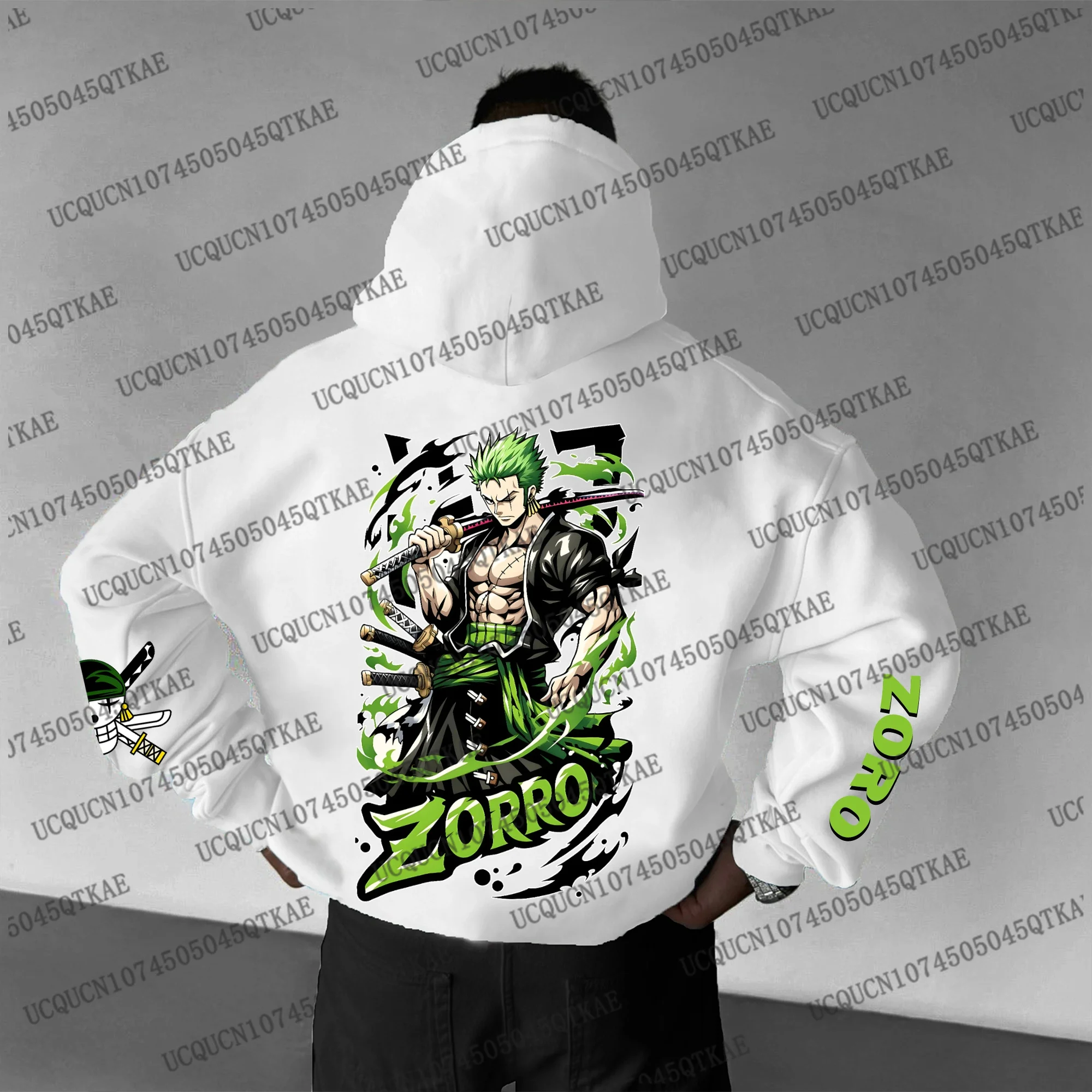 Jesienno-zimowe bluzy z kapturem dla mężczyzn i kobiet Cosplay Bluzy z kapturem ONE PIECE ZORO Anime Bluza Moda Bandai Cosplay Odzież