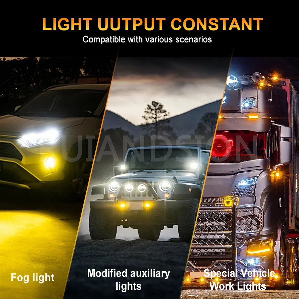 Ruiandsion Universal H1 P14.5S H3 PK22S 880 H27 LED ستروب فلاش الضباب الخفيف 9-36 فولت 3500LM عالية السطوع للمصباح الأمامي الأبيض الأصفر #6