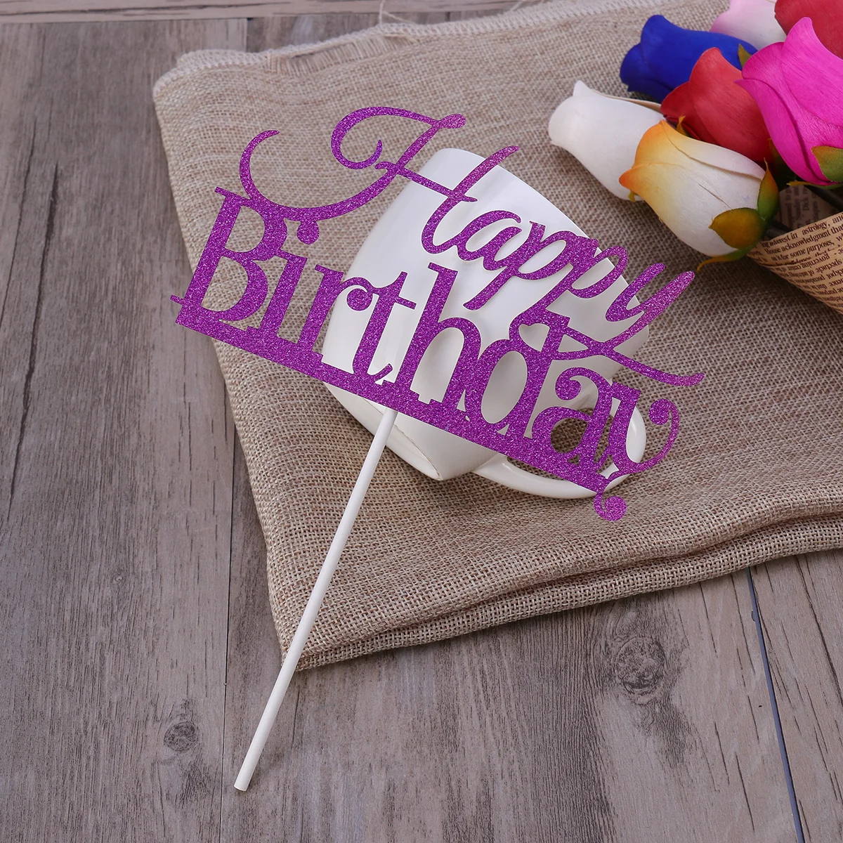 

10 pcs Birthday Cake Topper Cake Decorations For Party Garden Home Kids Adult Handmade Crafts Centerpiece Floral