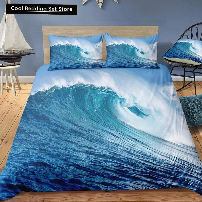 

3Pcs Bedding Sets 3D Digital Printing Custom Quilt Duvet Cover Set Landscape Sea Surface Beach Home Queen King Quilt Pillowcase