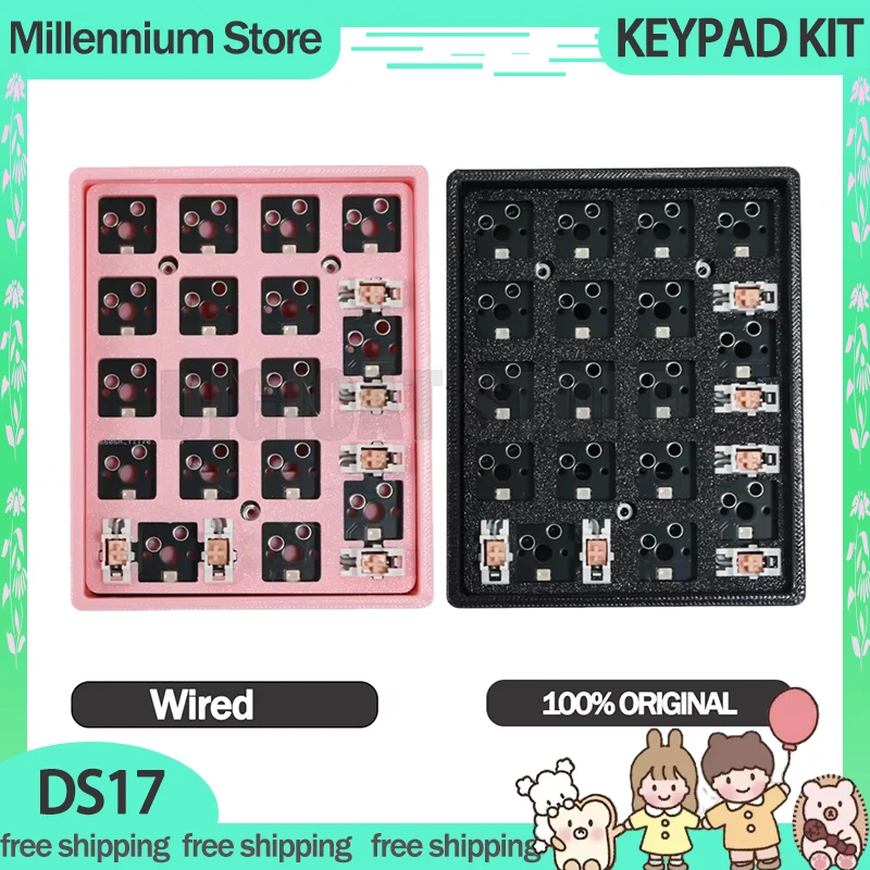 Ds17 Mechanical Keypad Kit Wired Numeric Keypad Kits Gasket Personalized 17keys Rgb Customization Computer Office Accessory Gift