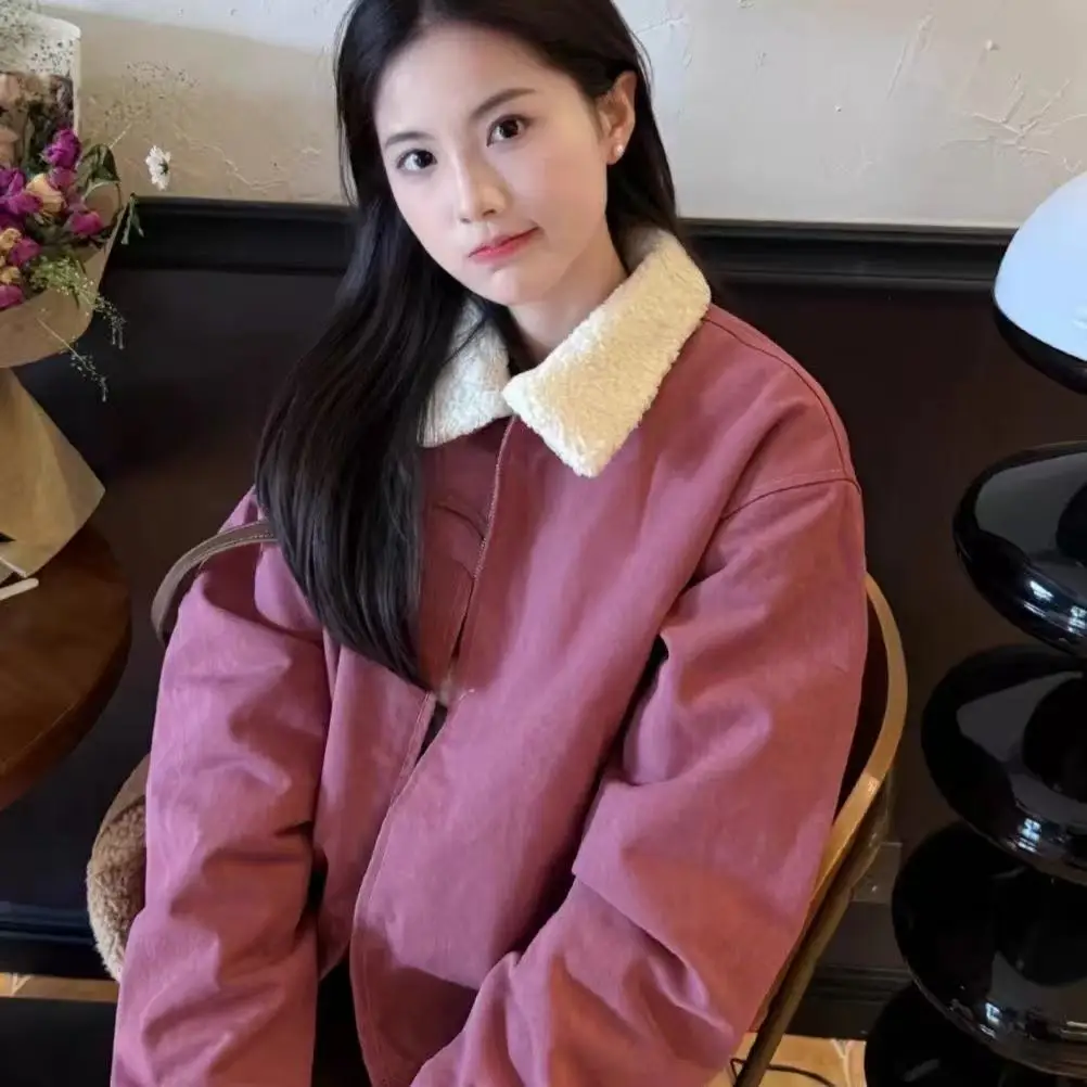 

Tagkita Thiened Retro Jaet Winter New Sle Loose Collar Coat for Women Cotton Clothes Autumn Winter Workwear Trendy Brand