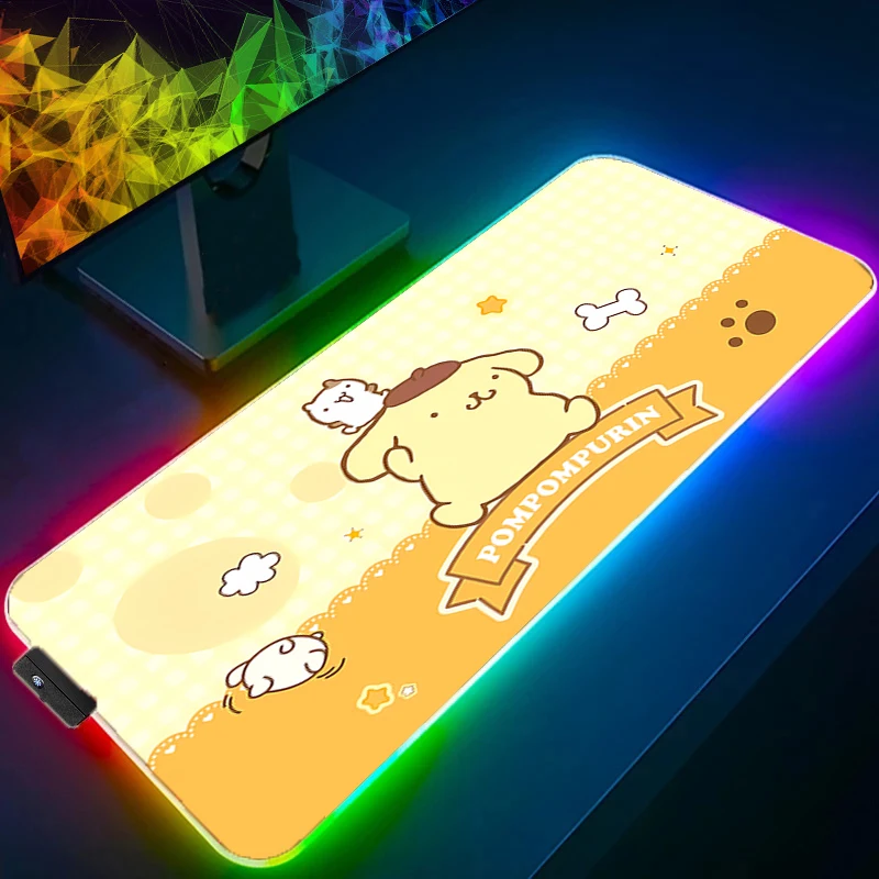 S-sanrio Large Mouse Pad LED Gamer Desk Mat Modern Table Keyboard Laptop Carpet Backlight Gaming XL 800x300 Kawaii RGB Mousepad