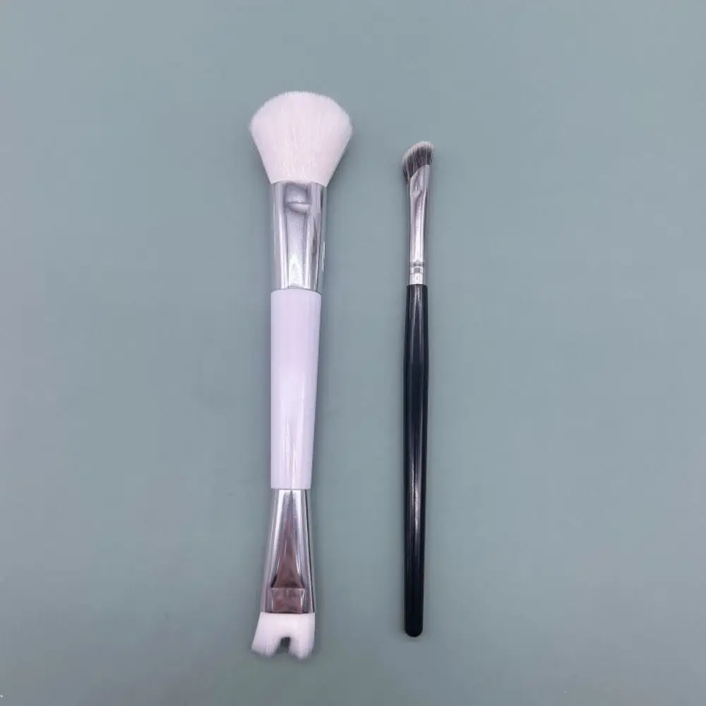 Zestaw 2 pędzli do konturowania nosa z podwójną końcówką, pędzel do cieni i pudru 2w1 z ukośną końcówką, miękki zestaw pędzli kosmetycznych w kształcie litery U dla studentów