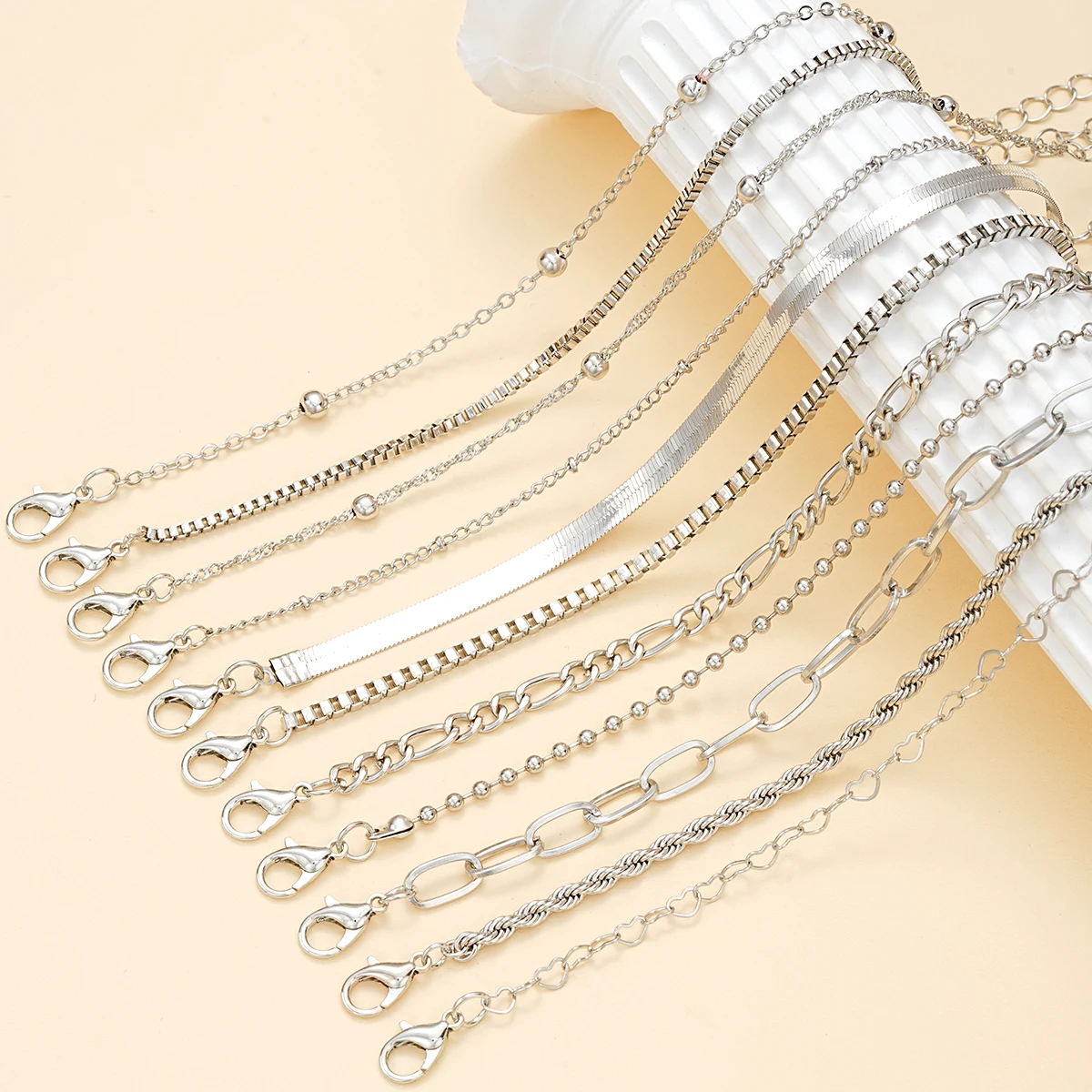 11個セット ボヘミアンツイストフラットスネークチェーンアン - Women'S Ankle Accessories のレビューと価格