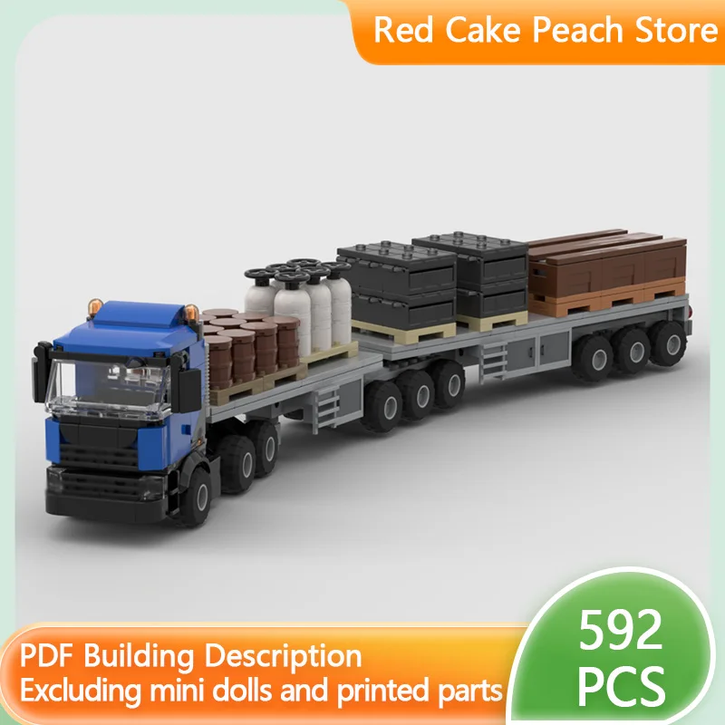 

City Car Model MOC Building Bricks Double Flatbed Transport Truck Modular Technology Children Holiday Gifts Assemble Toys Suit