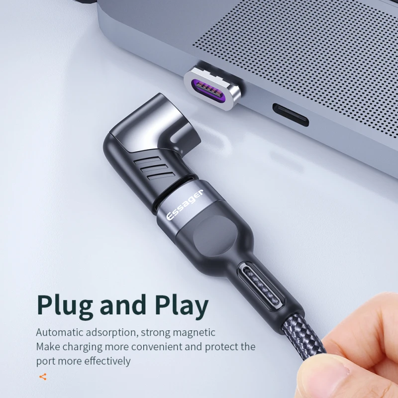 Magnetic Adapte 480mpbs Plug And Play Convenient Right Angle Fast Mobile Phone Accessories Magnetic Cable Adapter 100w Portable