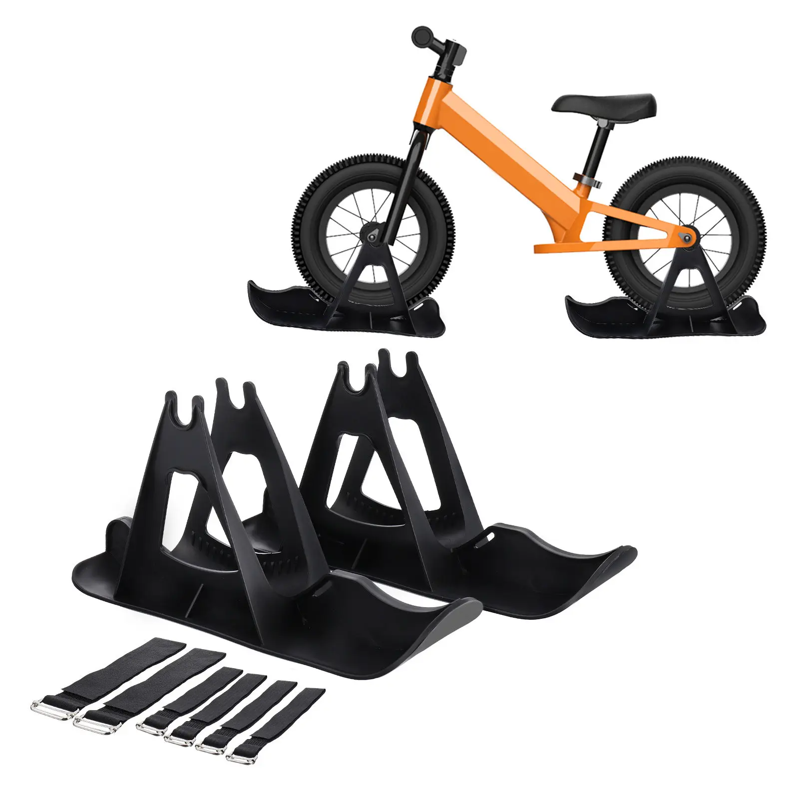 

2Pcs Balance Bike Ski Snowboard for 13-15 Inch Wheels Heavy Duty Plastic Stable Skiing Sled for Snow Riding Bike Skating