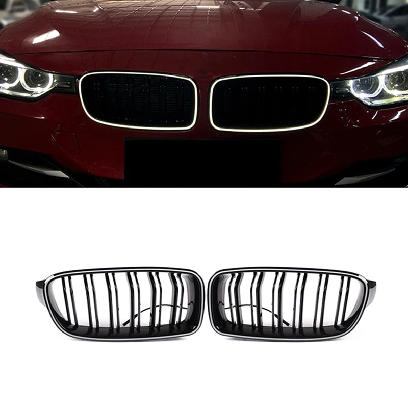 Front Bumper Grills Racing Grills For BMW 5 Series F10 F11 F18 Modified 5 Series Double Bar LED Illuminated Grille