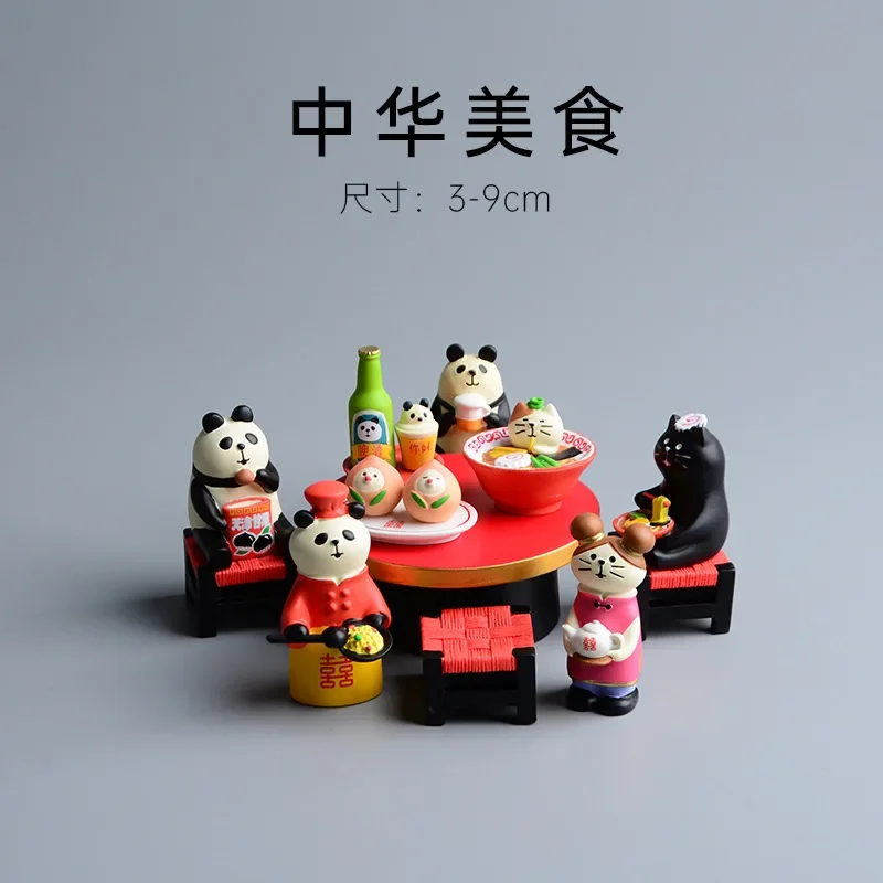 Miniatures Chinese Cuisine Cat Model Panda Animal Fine Food Noodles Figurine Handicraft Simulation Props Toys Decoration Crafts