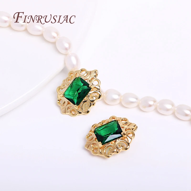 18K Gold Plated Emerald Pearl Clasp For Necklace Making,DIY Pearl Jewelry Clasps Fasteners Components Accessories