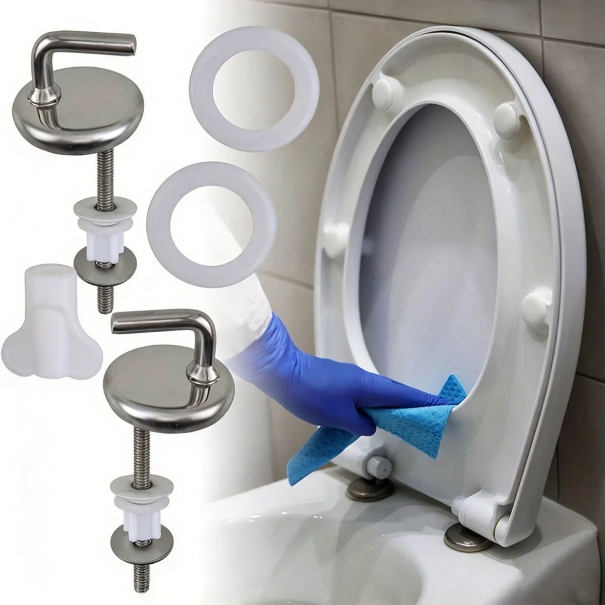 2Pcs Toilet For Seat Hinge No Noise Stainless Steel With Mounting Accessory Home Toilet Seat Hinges Bathroom Fixture