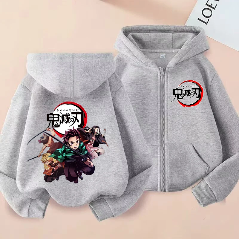 

Demon Slayer Children's Cardigan Coat Zipper Tops Boy Girls Hoodie Autumn Sweatshirt Anime Cosplay Fashion Clothing Hot Selling