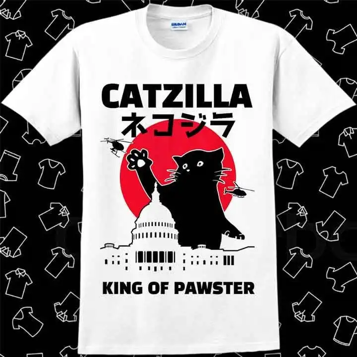 

Catzilla King Of Pawster Paws Cat Kitten Pet Lover T Shirt Meme Gamer Best Seller Top R843