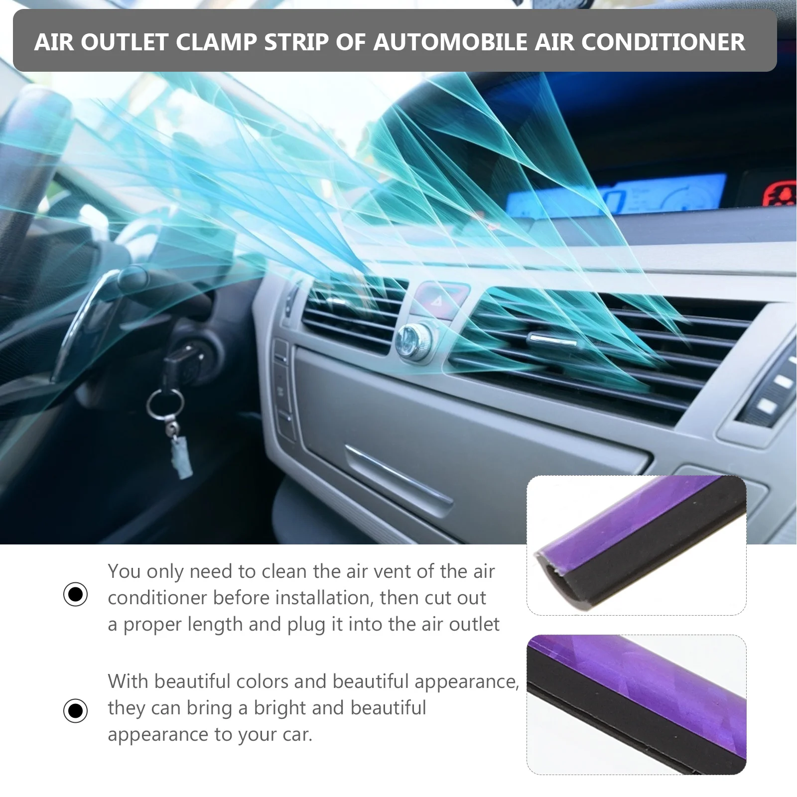 

10Pcs Car Vent Outlet Trim Durable Rhinestone Clip Decorative Strips Air Conditioning Outlet Clamp Replacement