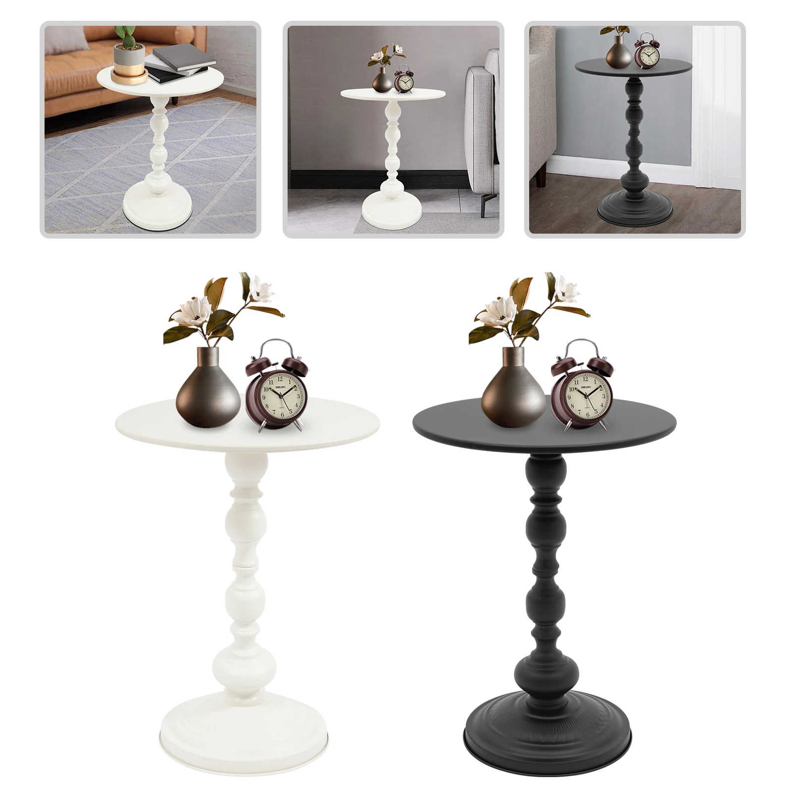 

Круглый торцевой столик из углеродистой стали, белый/черный напольный диван, приставной столик 40*52 см для спален, гостиных