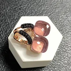10.6mm Classic  Earrings Black Gun Plated For Women Amethyst Black Zircon Drop Earrings Candy Square Crystal Earrings Gift