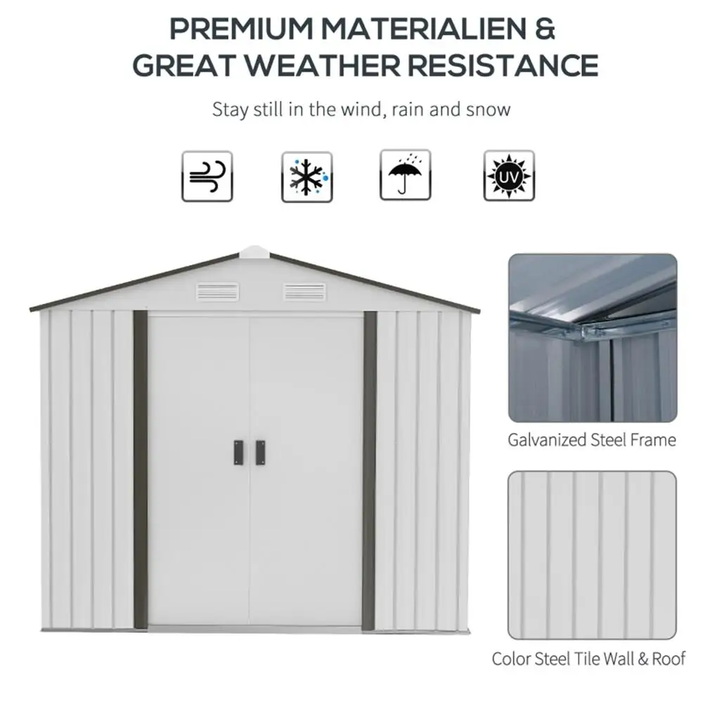 7' x 4' White Steel Garden Storage Shed - Tool House  Shipping, Not Available on)