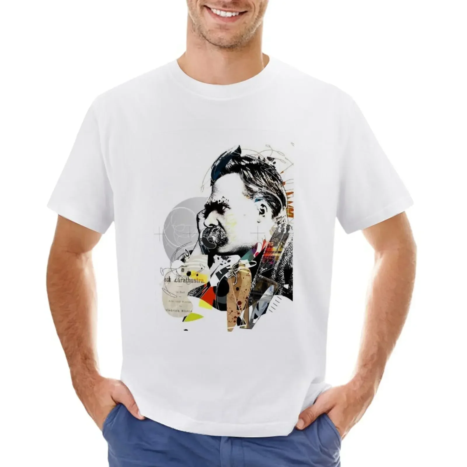 Friedrich Nietzsche T-Shirt customizeds Short sleeve tee new edition hippie clothes big and tall t shirts for men Round Collar