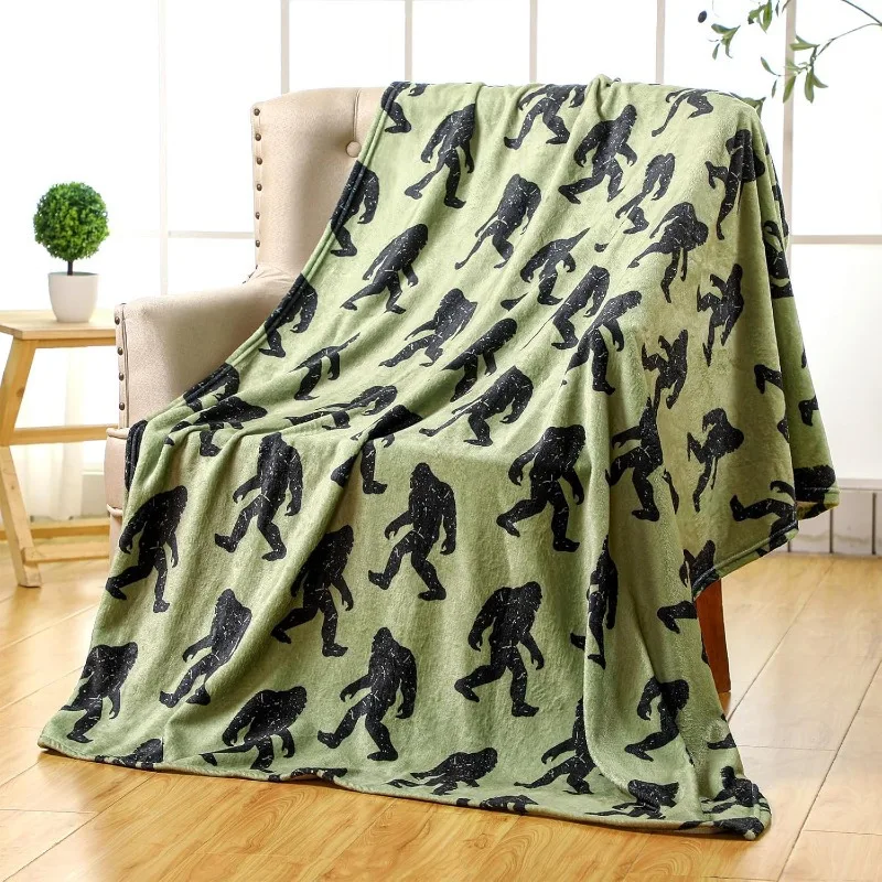 [1 Stück Bigfoot Flanell-Überwurfdecke] Buryeah Sasquatch Bigfoot Flanell-Überwurfdecke, einzigartiges lustiges Geschenk für Bigfoot-Liebhaber