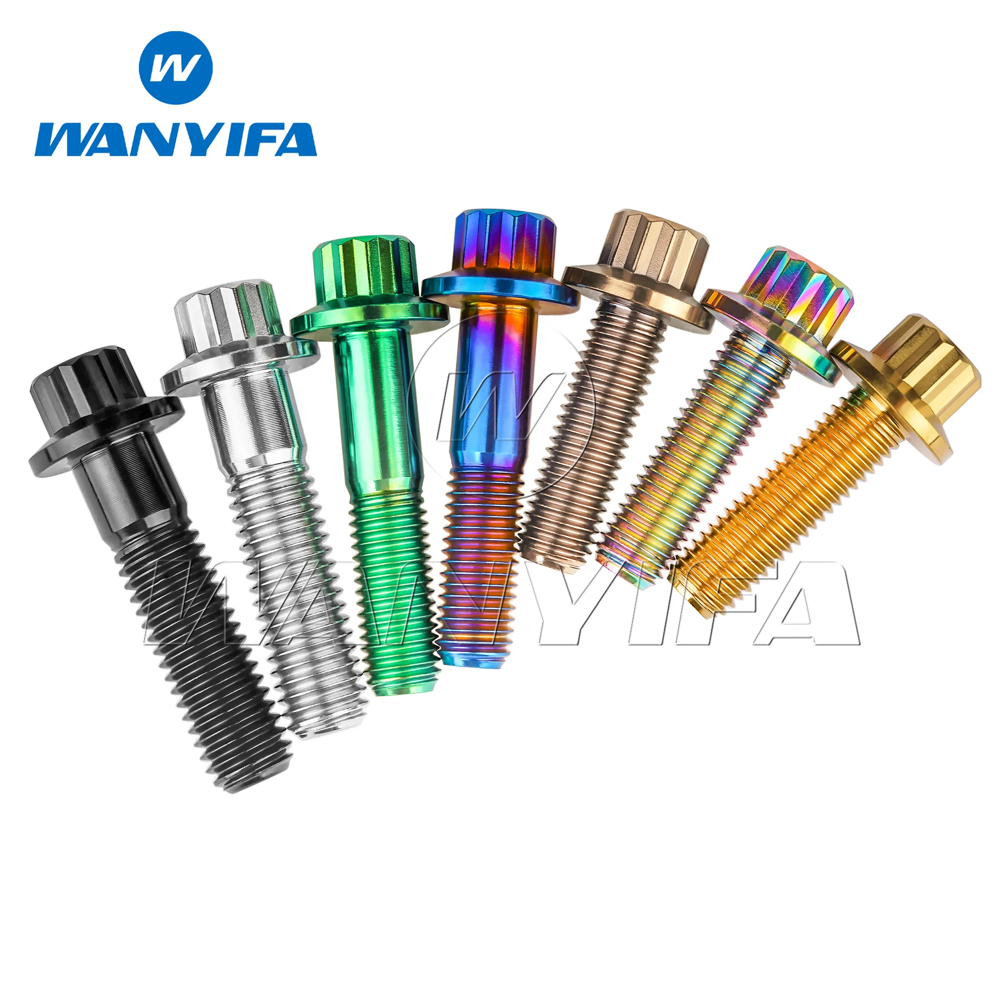 Wanyifa parafusos de titânio m7x24/32mm /m8x32mm 12 parafusos de ângulo com passo 1.0mm/1.25mm para peças de conversão de roda automotiva