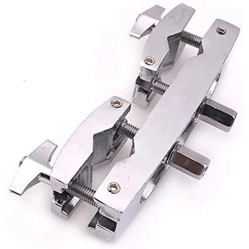 Drum Clamp 2 Hole Silver Multi Clamp Cymbal Stand Mount Holder for Drums Cymbals Musical Parts Cowbell Accessory