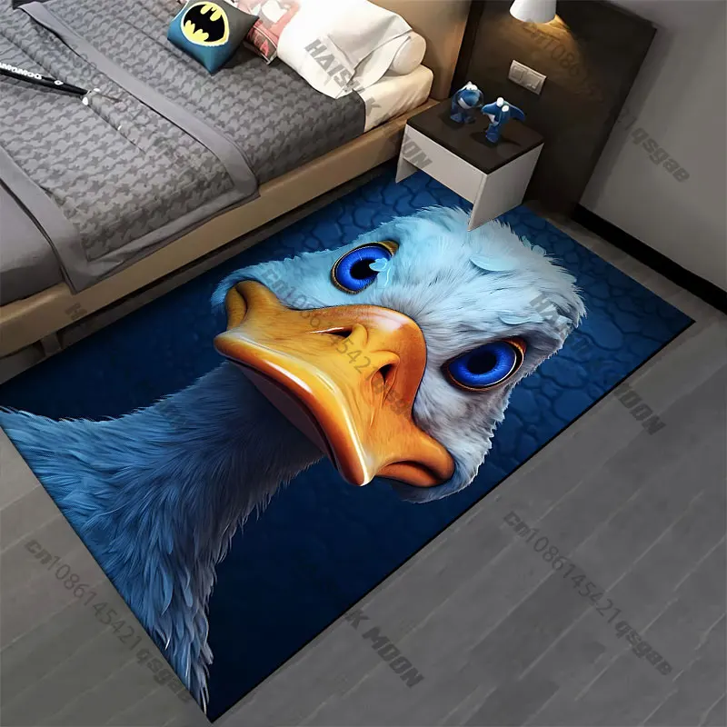 Closeup expressive cartoon duck carpet Yoga living room room decor children's crawling mat doormat area rug games mat