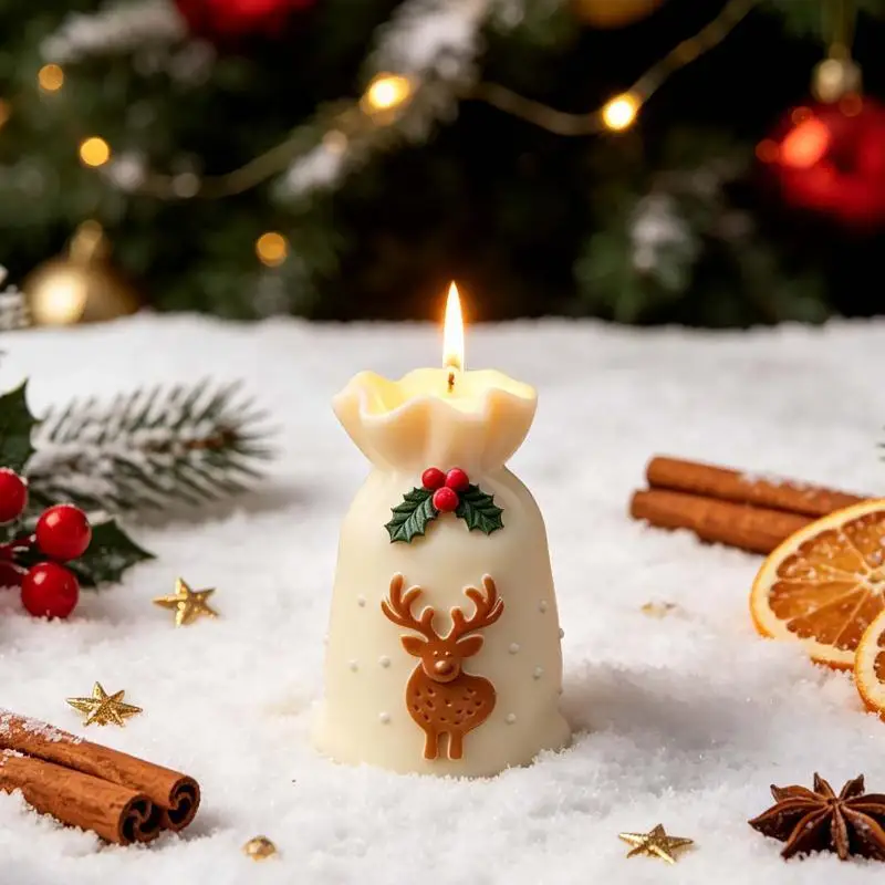 Wiederverwendbare Weihnachtssack-Silikonform, leicht zu entformendes Design für DIY-Kerzen-Hängedekoration, Weihnachtsfest- und Heimkunst-Bastelwerkzeuge – Detail 4