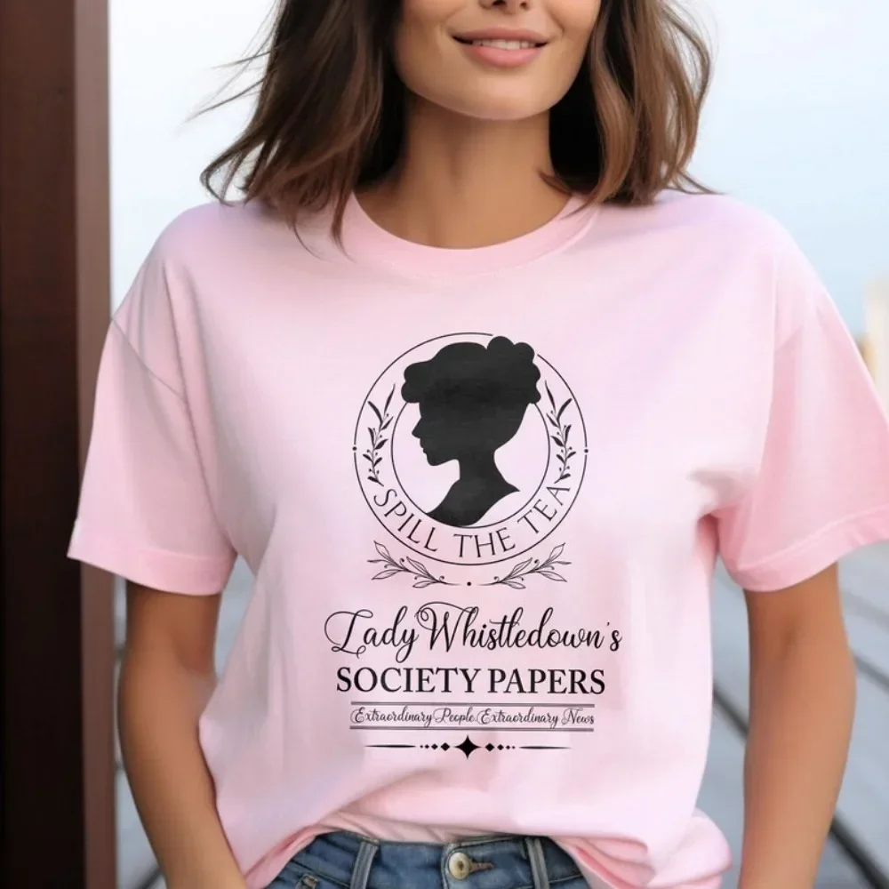 Tea Lady Whiston Pink T-shirt Bridgerton Cotton Lined Shirt Association TV Show Shirt Historical Drama Tops Bridgerton Fashion